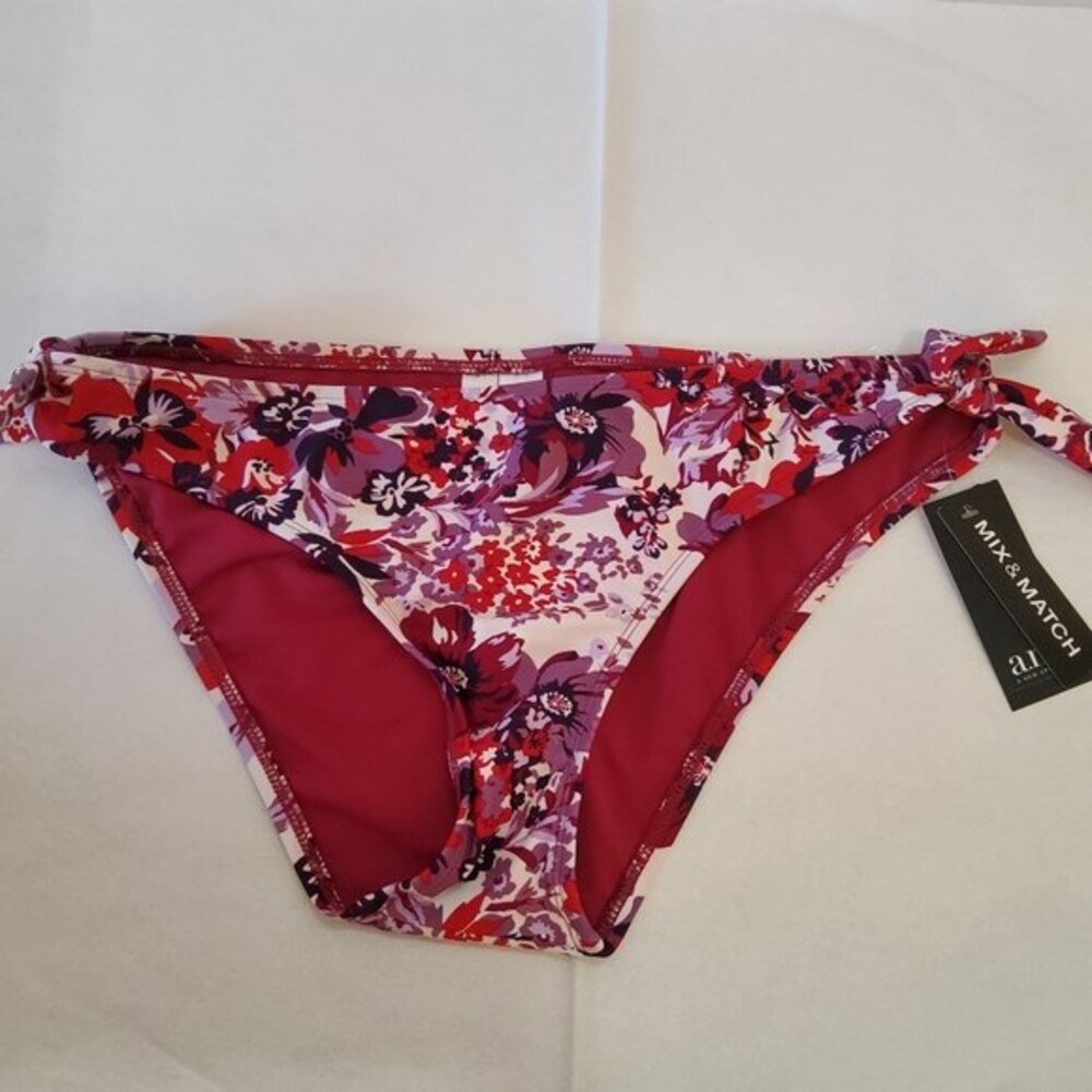 a.n.a. Floral Bikini Swimsuit Bottom L Red New
